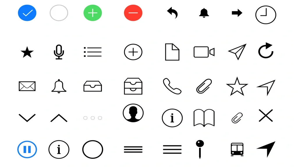 viele icons die das Apple Betriebssystem iOS darstellen.